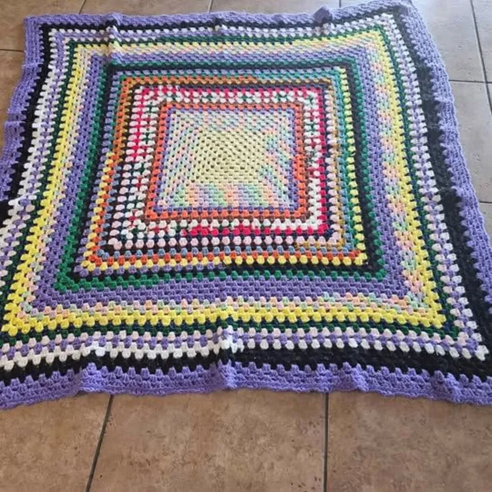 Hand Made Afghan Blanket Crochet Knit 55